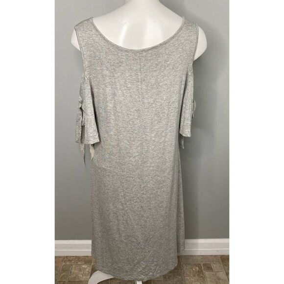 CoverStitched Heather Gray Cold Shoulder Soft A Line Dress sz Large NEW - Picture 10 of 10